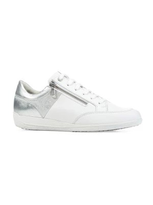 Zdjęcie produktu Geox Skórzane sneakersy "Myria" w kolorze biało-srebrnym rozmiar: 36