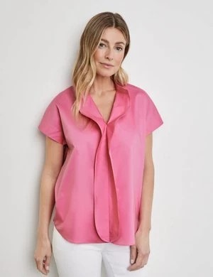 Zdjęcie produktu GERRY WEBER Damski Bluzka z krótkim rękawem z falbaną 66cm krótkie w serek Różowy Jednokolorowy