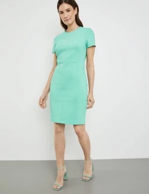 Zdjęcie produktu GERRY WEBER Damski Dopasowana sukienka etui ze streczem krótkie Okrągły Zielony Jednokolorowy