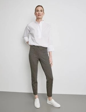 Zdjęcie produktu GERRY WEBER Damski Eleganckie materiałowe spodnie Slim Fit z pionowymi zaszewkami Brązowy Wzorzysty