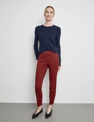 Zdjęcie produktu GERRY WEBER Damski Eleganckie materiałowe spodnie Slim Fit z pionowymi zaszewkami Czerwony Wzorzysty