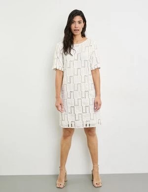 Zdjęcie produktu GERRY WEBER Damski Koronkowa sukienka z bawełny krótkie Okrągły Biały Jednokolorowy