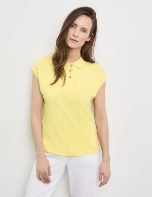 Zdjęcie produktu GERRY WEBER Damski Koszulka polo z krótkim rękawem 62cm krótkie Z kołnierzem Żółty Jednokolorowy