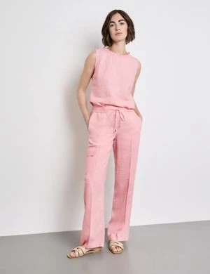 Zdjęcie produktu GERRY WEBER Damski Lniane spodnie MIR꞉JA WIDE LEG Różowy Jednokolorowy