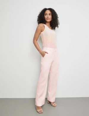 Zdjęcie produktu GERRY WEBER Damski Lniane spodnie z kantem Różowy Jednokolorowy