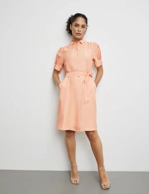 Zdjęcie produktu GERRY WEBER Damski Sukienka koszulowa z paskiem w talii z dodatkiem lnu Półrękawek kołnierzyk koszulowy Pomarańczowy Jednokolorowy