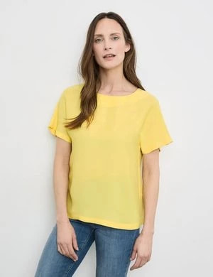 Zdjęcie produktu GERRY WEBER Damski Swobodna bluzka 60cm krótkie Okrągły Żółty Jednokolorowy