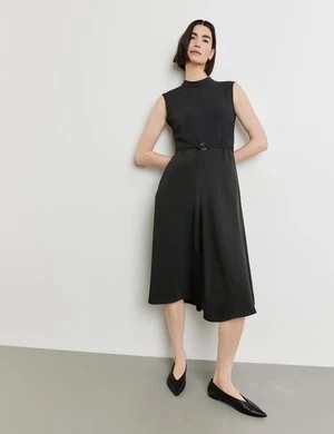 Zdjęcie produktu GERRY WEBER Damski Zwiewna sukienka z tasiemkami do wiązania Bez rękawów stójka Czarny Jednokolorowy