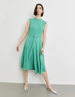 Zdjęcie produktu GERRY WEBER Damski Zwiewna sukienka z tasiemkami do wiązania Bez rękawów stójka Zielony Jednokolorowy