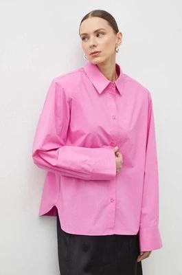 Zdjęcie produktu Gestuz koszula bawełniana damska kolor różowy relaxed z kołnierzykiem klasycznym 10908660