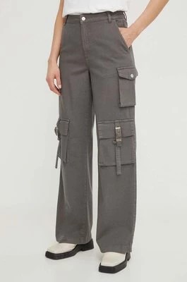 Zdjęcie produktu Gestuz spodnie damskie kolor szary szerokie high waist 10908720