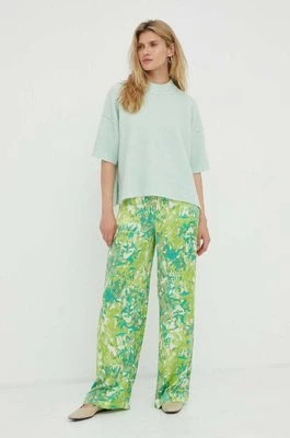 Zdjęcie produktu Gestuz spodnie damskie kolor zielony szerokie high waist