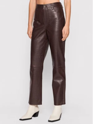 Zdjęcie produktu Gestuz Spodnie skórzane Sally 10905552 Brązowy Regular Fit