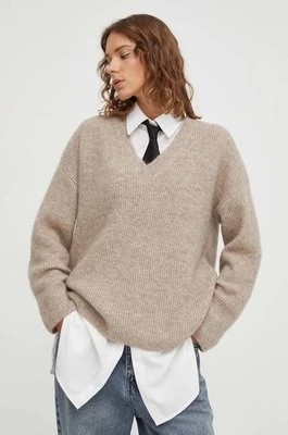 Zdjęcie produktu Gestuz sweter wełniany damski kolor beżowy
