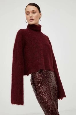 Zdjęcie produktu Gestuz sweter wełniany Manda damski kolor bordowy z golfem