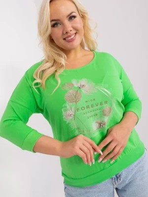 Zdjęcie produktu Gładka bluzka plus size ze ściągaczami jasny zielony