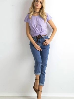 Zdjęcie produktu Gładki t-shirt bawełniany damski - fioletowy BASIC FEEL GOOD