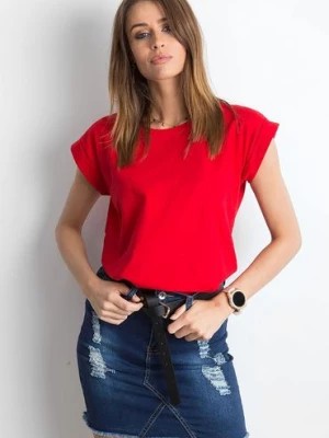 Zdjęcie produktu Gładki t-shirt damski czerwony BASIC FEEL GOOD