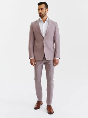 Zdjęcie produktu Gładkie różowe spodnie garniturowe męskie Pako Lorente