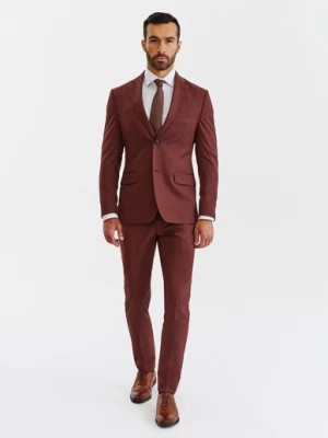 Zdjęcie produktu Gładkie spodnie garniturowe w kolorze brązowym Pako Lorente