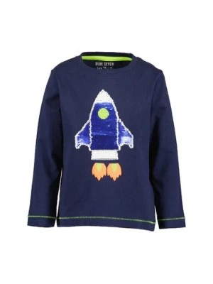Zdjęcie produktu Granatowa bawełniana bluzka chłopięca z rakietą Blue Seven