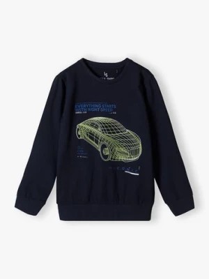 Zdjęcie produktu Granatowa bluzka chłopięca bawełniania z nadrukiem auta Lincoln & Sharks by 5.10.15.