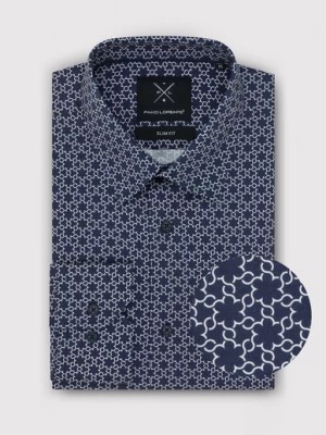 Zdjęcie produktu Granatowa koszula męska w biały wzór Pako Lorente