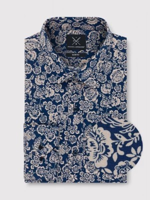Zdjęcie produktu Granatowa koszula w kwiatowy z beżowy wzór Pako Lorente