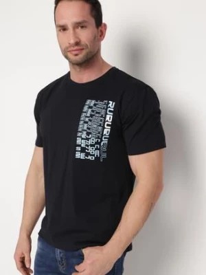 Zdjęcie produktu Granatowa Koszulka Bawełniana z Ozdobnym Nadrukiem na Przodzie Ulitiama