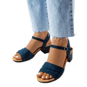 Zdjęcie produktu Granatowe sandały na niskim słupku Broom niebieskie Inna marka