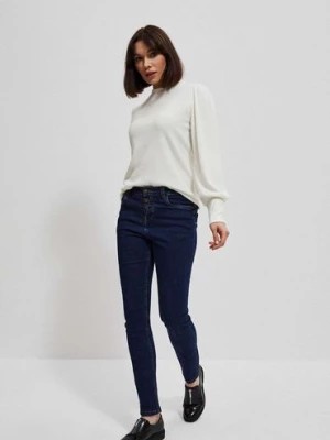 Zdjęcie produktu Granatowe spodnie damskie jeansowe rurki Moodo