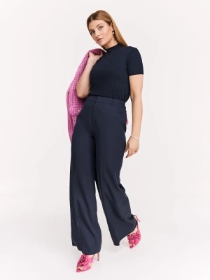Zdjęcie produktu Granatowe spodnie z szerokimi nogawkami TARANKO