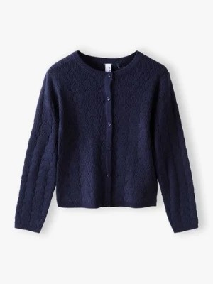 Zdjęcie produktu Granatowy ażurowy sweter dla dziewczynki 5.10.15.
