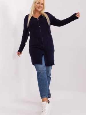 Zdjęcie produktu Granatowy długi sweter plus size z wiskozą
