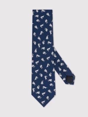 Zdjęcie produktu Granatowy krawat męski w króliki Pako Lorente