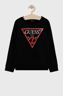 Zdjęcie produktu Guess Bluza bawełniana dziecięca kolor czarny z nadrukiem