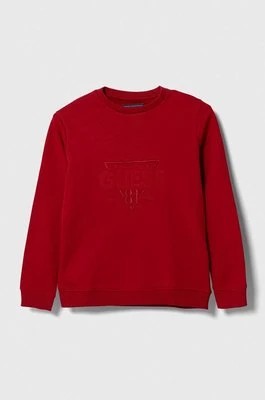 Zdjęcie produktu Guess bluza bawełniana dziecięca kolor czerwony z aplikacją