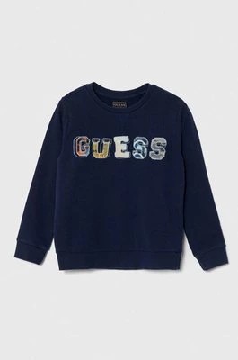 Zdjęcie produktu Guess bluza bawełniana dziecięca kolor granatowy z aplikacją