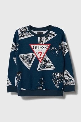 Zdjęcie produktu Guess bluza bawełniana dziecięca kolor niebieski wzorzysta
