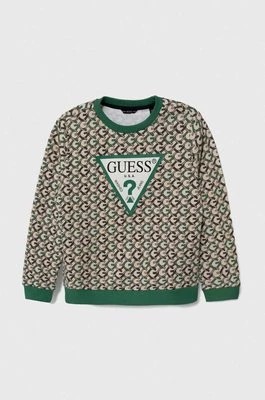 Zdjęcie produktu Guess bluza bawełniana dziecięca kolor zielony wzorzysta