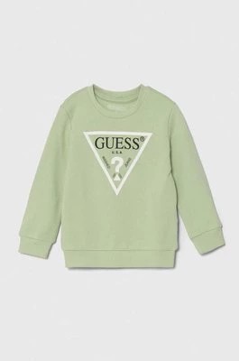 Zdjęcie produktu Guess bluza bawełniana dziecięca kolor zielony z nadrukiem