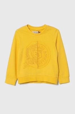 Zdjęcie produktu Guess bluza bawełniana dziecięca kolor żółty z aplikacją
