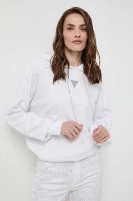 Zdjęcie produktu Guess bluza damska kolor biały z kapturem gładka W4GQ12 KBK32