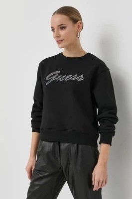 Zdjęcie produktu Guess bluza damska kolor czarny z aplikacją