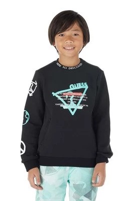 Zdjęcie produktu Guess bluza dziecięca kolor czarny z nadrukiem