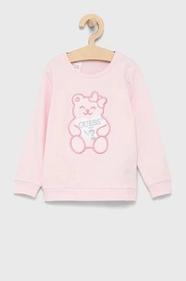 Zdjęcie produktu Guess Bluza dziecięca kolor różowy z aplikacją