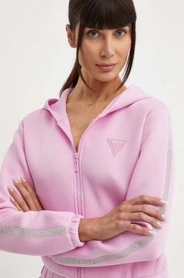 Zdjęcie produktu Guess bluza KIARA damska kolor różowy z kapturem z aplikacją V4GQ15 FL04P