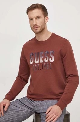 Zdjęcie produktu Guess bluza BEAU męska kolor brązowy z aplikacją M4RQ08 KBK32