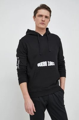 Zdjęcie produktu Guess bluza męska kolor czarny z kapturem z nadrukiem