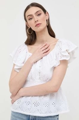 Zdjęcie produktu Guess bluzka bawełniana damska kolor biały gładka